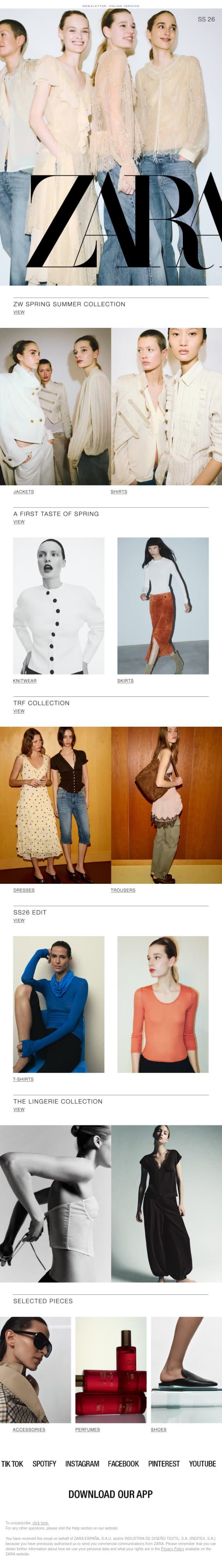 New Season | Spring/Summer Collection email from Zara screenshot