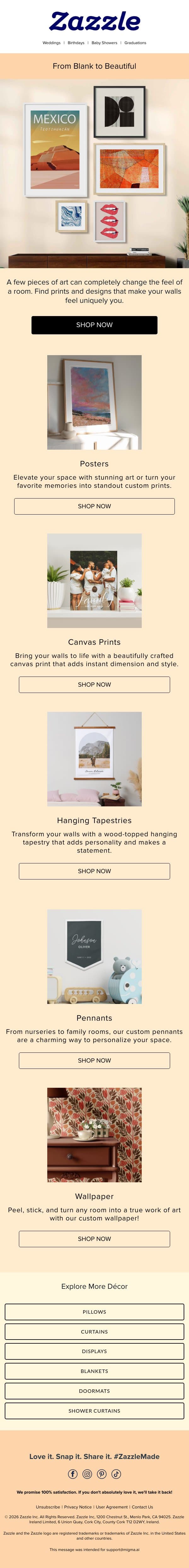 Want to Transform Your Home Instantly? email from Zazzle screenshot