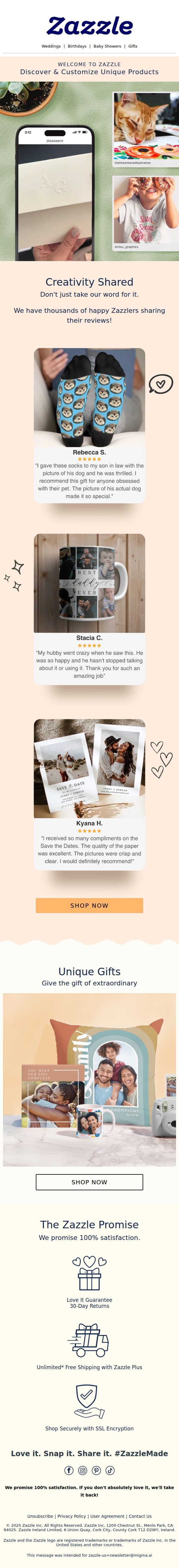 Zazzle's Rave Reviews: The Hype is Real 🙌 email from Zazzle screenshot