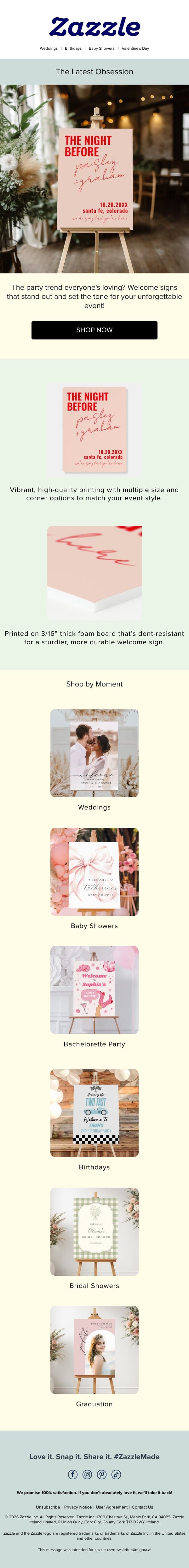 The Latest Party Obsession ✨ email from Zazzle screenshot