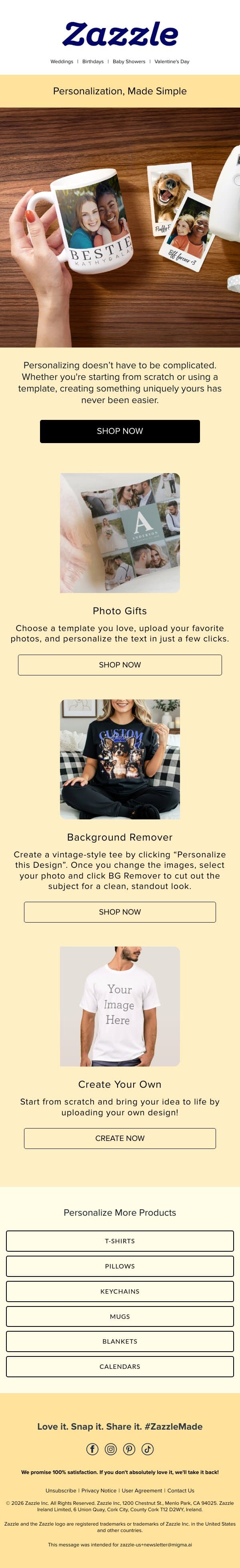 Make It Yours (It’s Easier Than You Think) email from Zazzle screenshot