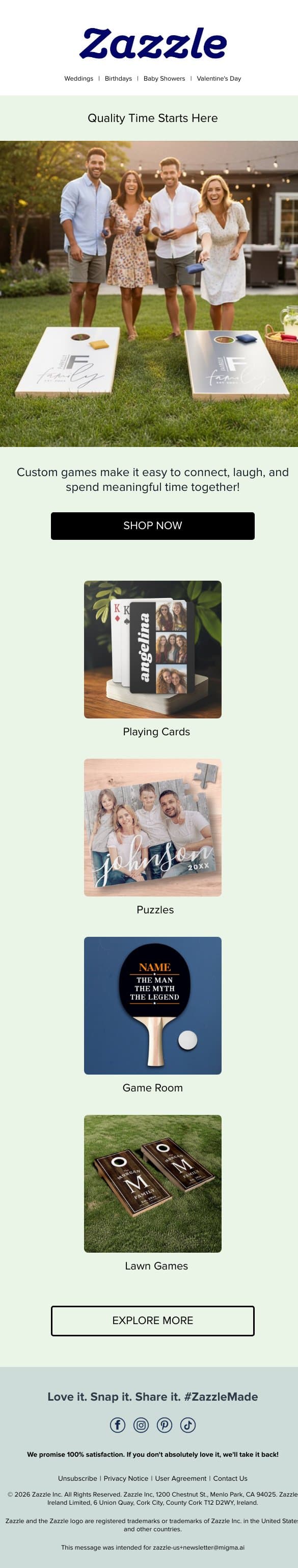 Put the Phones Down, Pick the Fun Up email from Zazzle screenshot
