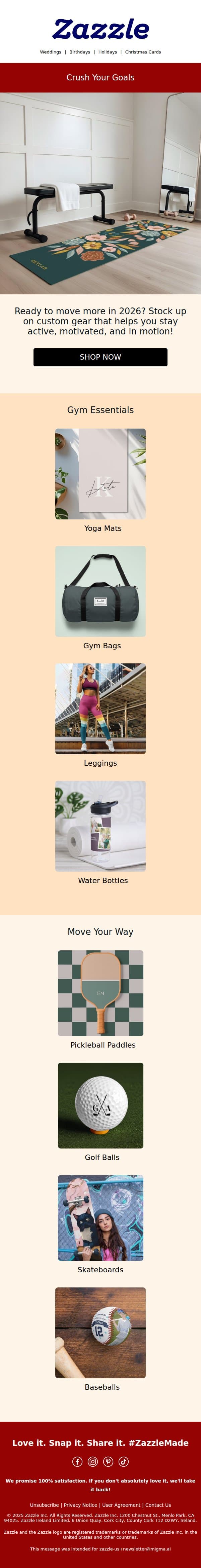 Your Active Era Starts Now 💪 email from Zazzle screenshot