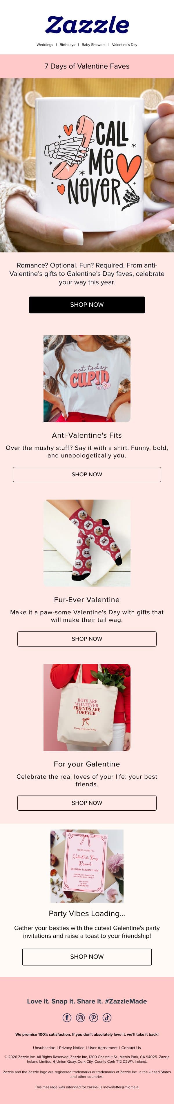 Skip the Hearts, Keep the Fun 😏 email from Zazzle screenshot