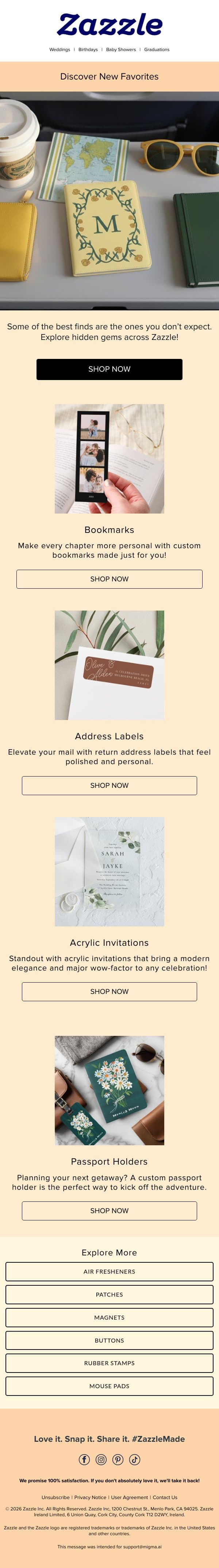 Hidden Gems You'll Want to See 👀 email from Zazzle screenshot