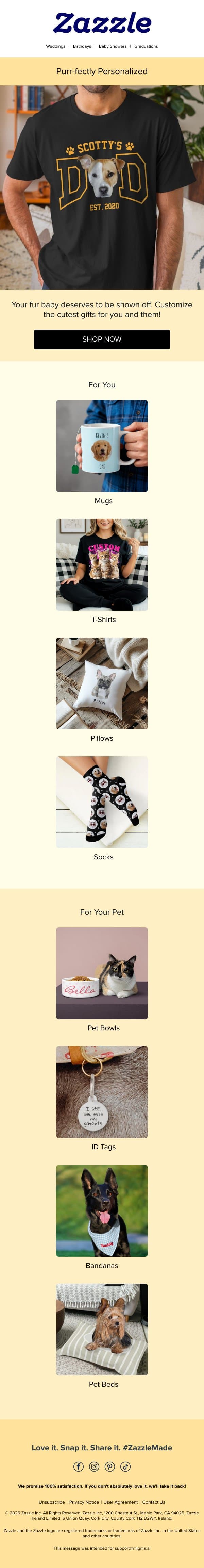 Pet Parents, This One’s for You 🐾 email from Zazzle screenshot