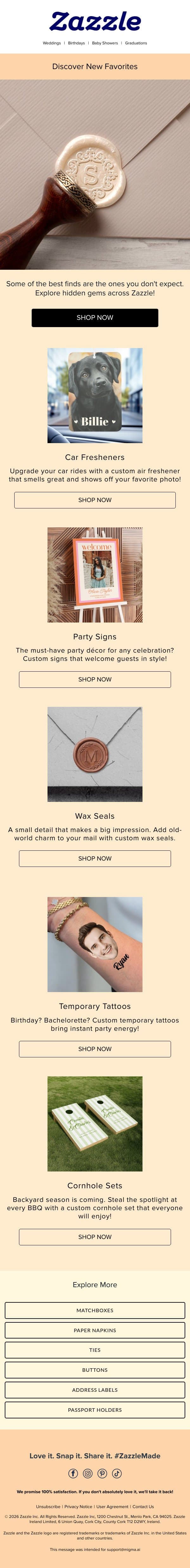 Hidden Gems You Didn't Know We Had 👀 email from Zazzle screenshot