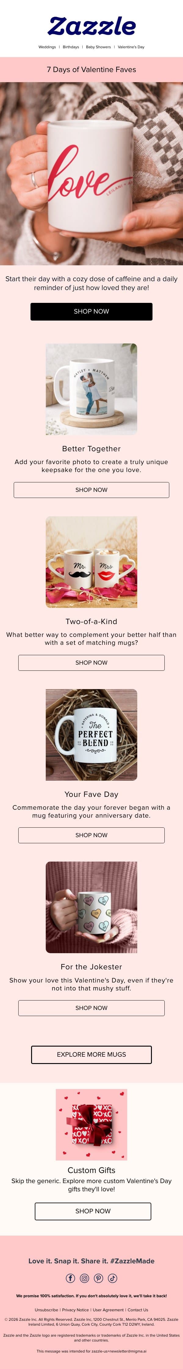 ❤️ Fave of the Day: Custom Mugs email from Zazzle screenshot