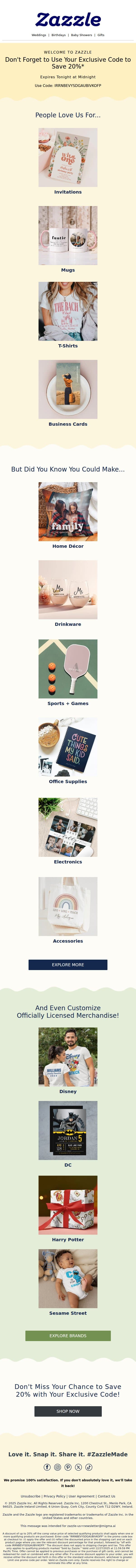 Your Exclusive Code is Expiring Soon ⏰ email from Zazzle screenshot