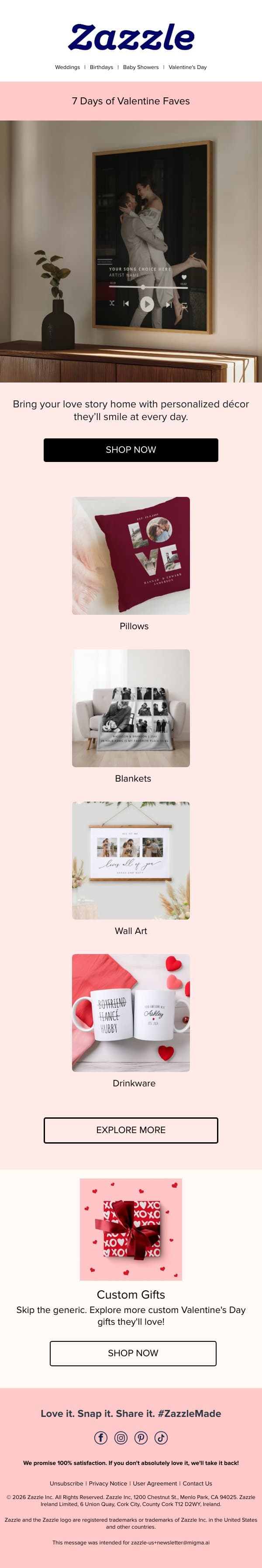 Love Lives Here ❤️ email from Zazzle screenshot