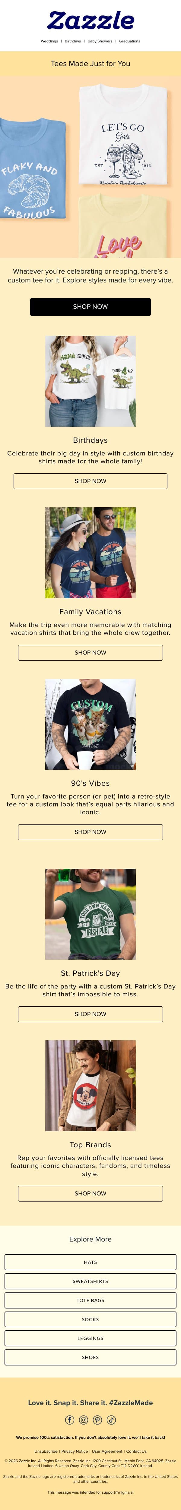 Your Next Favorite Tee Is Waiting... email from Zazzle screenshot