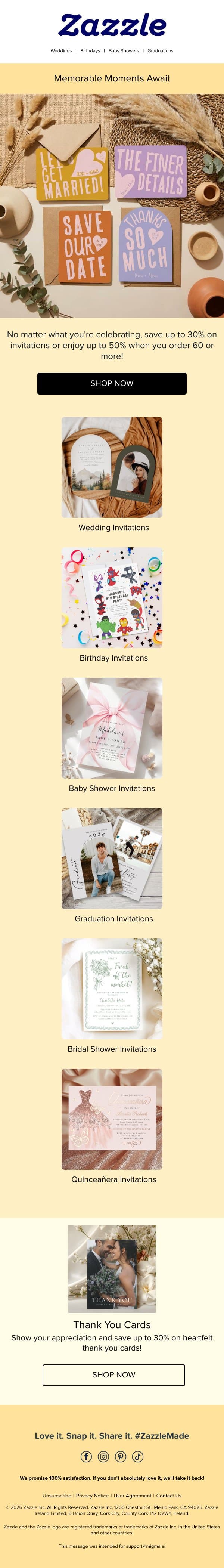 Celebrating Soon? You'll Want to See This 🎉 email from Zazzle screenshot
