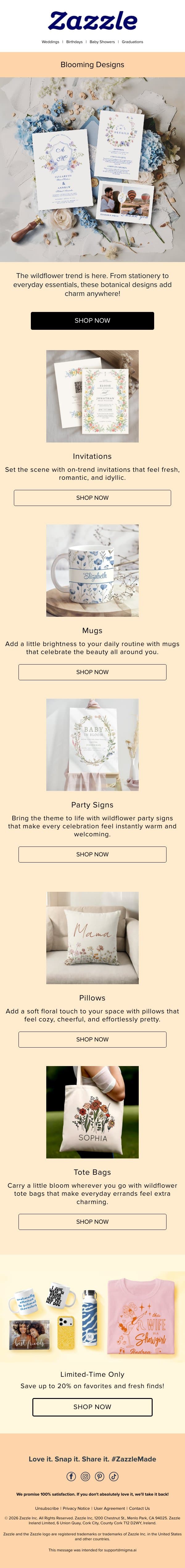 Wait Until You See What's Blooming email from Zazzle screenshot