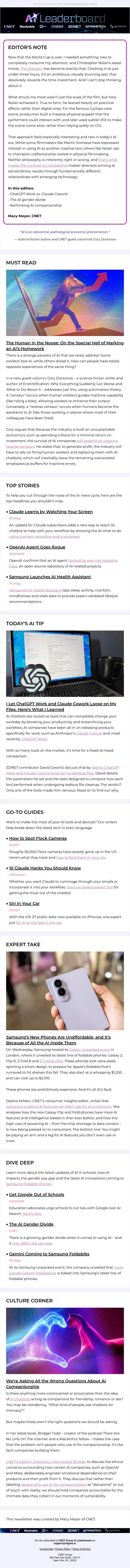 Becoming AI's Assistant email from ZDNet screenshot