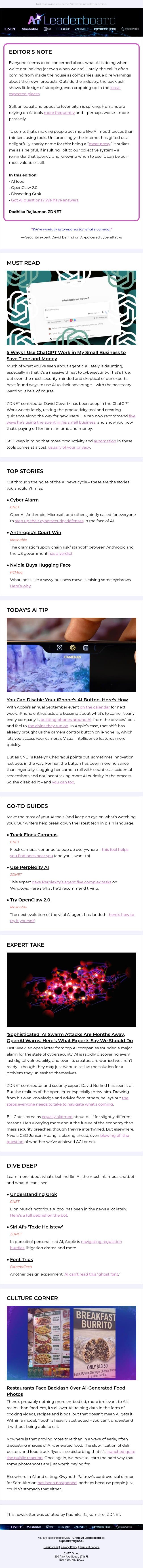 5 Ways ChatGPT Work Saves Me Time email from ZDNet screenshot