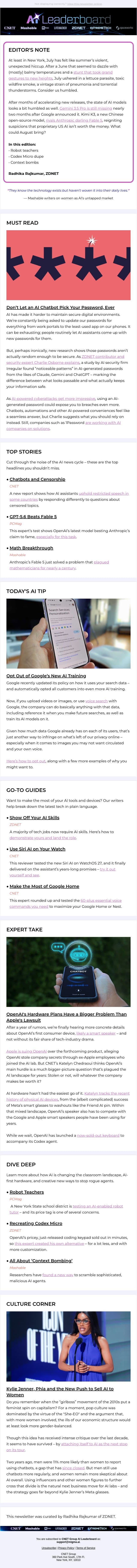 Don’t Let AI Pick This for You email from ZDNet screenshot