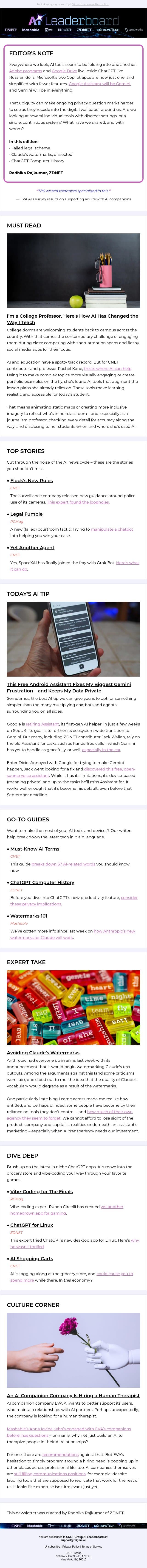 How AI Changed Teaching email from ZDNet screenshot