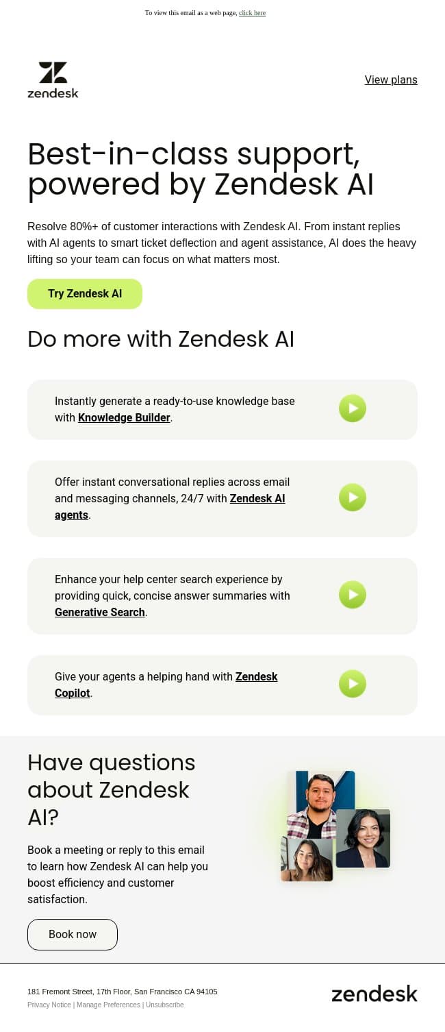 Boost your support with Zendesk AI email from Zendesk screenshot