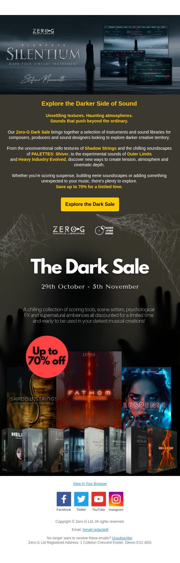 🌑 The Zero-G Dark Sale is here | Up to 70% off email from Zero-G screenshot