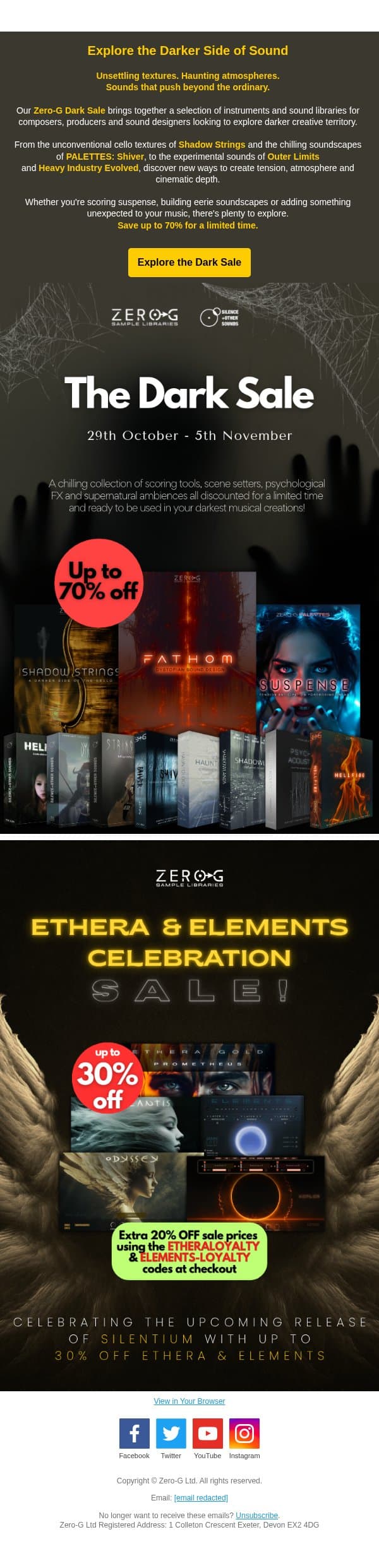🎃 Halloween at Zero-G: Save up to 70% email from Zero-G screenshot