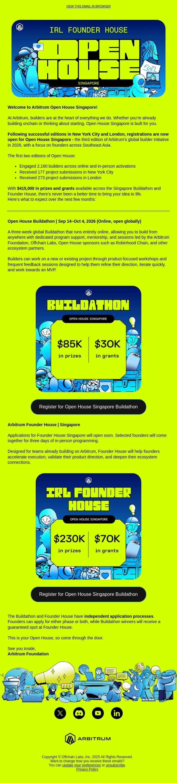 $415k in Prizes & Grants: Open House Singapore is now open for registrations! email from ZeroDev screenshot