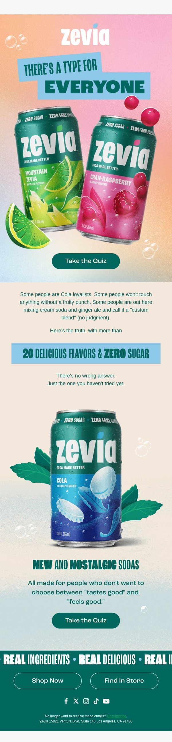 Classic. Fruity. Or Both: What’s Your Zevia Type? email from Zevia screenshot