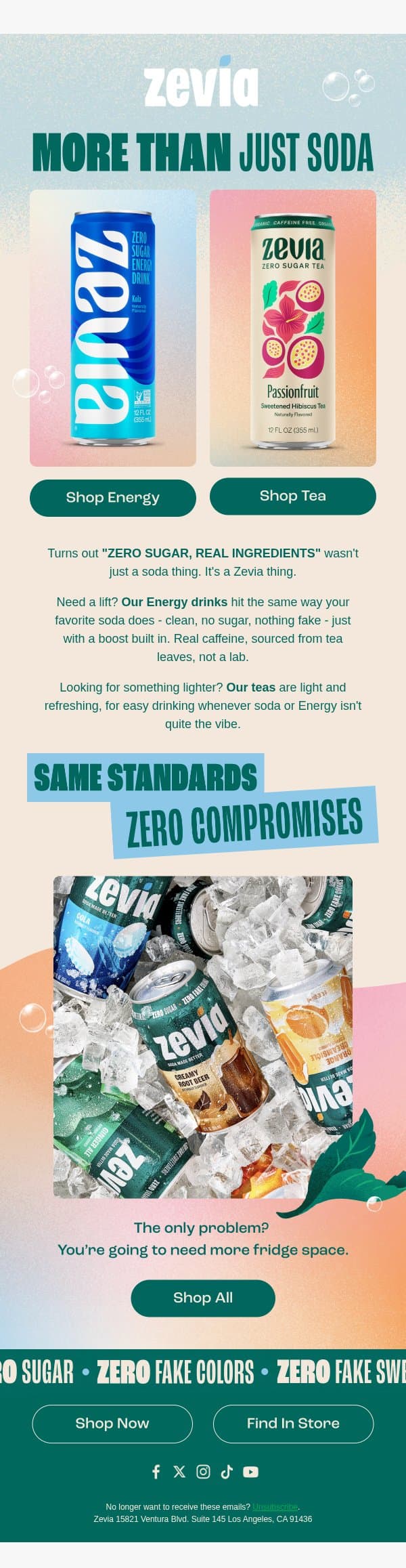 Plot twist: we make more than soda ⚡🍃 email from Zevia screenshot