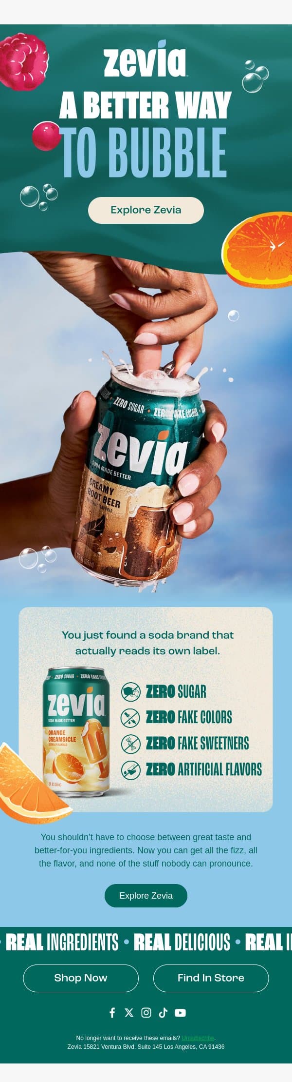 Welcome to the Sip Squad 🥤 email from Zevia screenshot