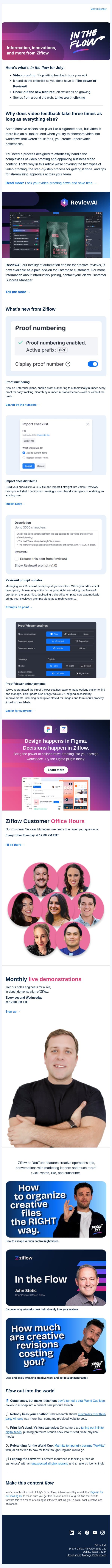 In the flow | Video feedback is where everything falls apart email from Ziflow screenshot