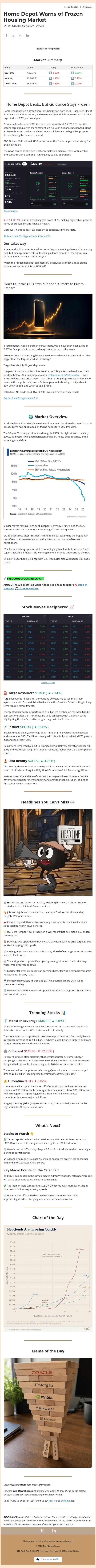 Home Depot Warns of Frozen Housing Market email from Ziggma screenshot