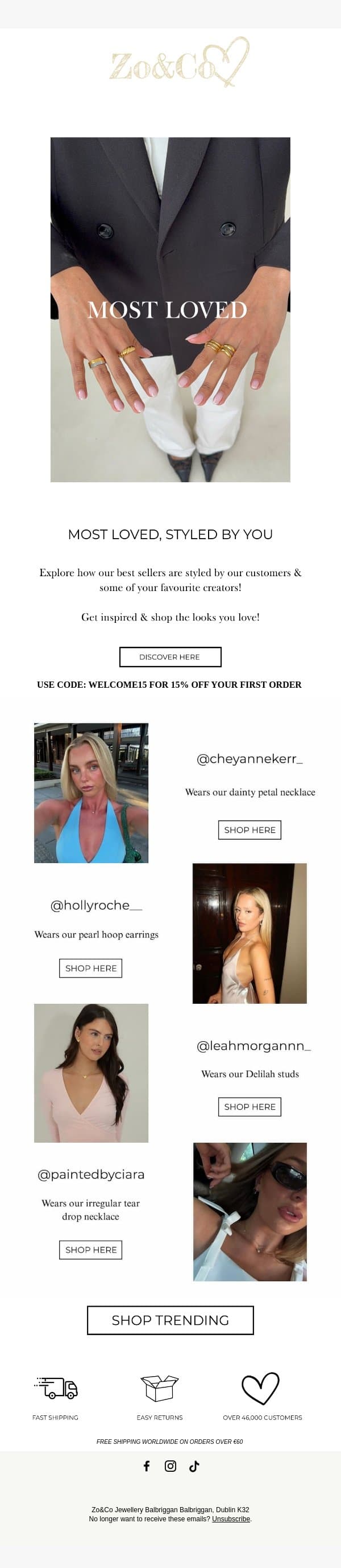 , take a look at our Bestsellers! email from Zo&Co screenshot