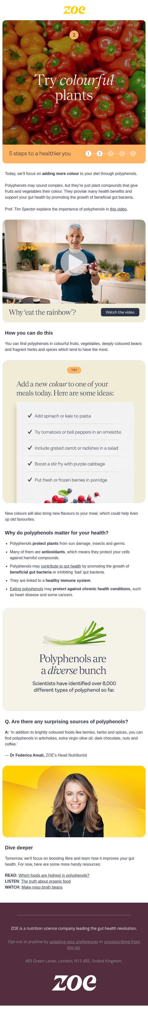 🌈 Step 2: Add more colour to your plate email from ZOE screenshot