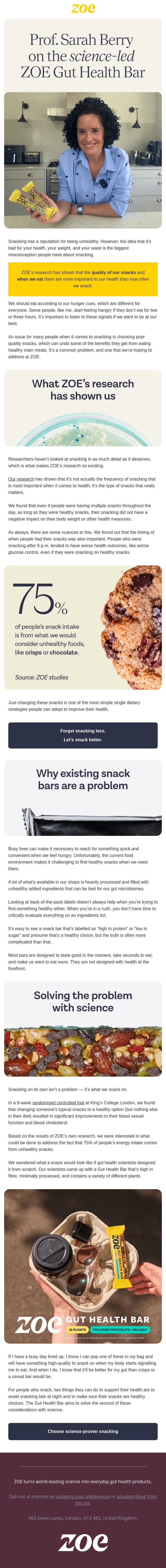 Why we created the Gut Health Bar email from ZOE screenshot