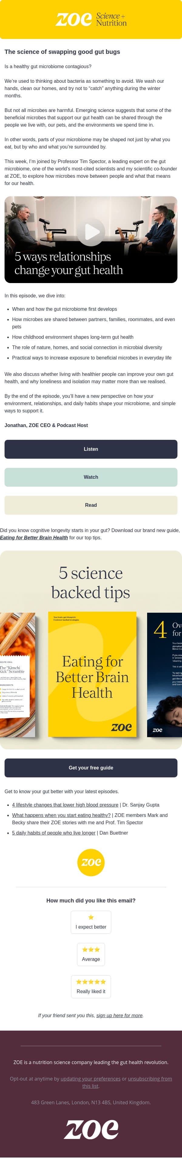 Your gut’s secret social life email from ZOE screenshot
