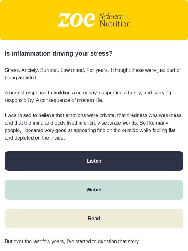 What inflammation is really doing to your mind email from ZOE