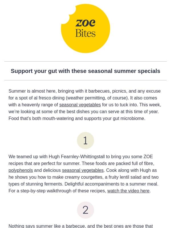 Start summer the ZOE way email from ZOE