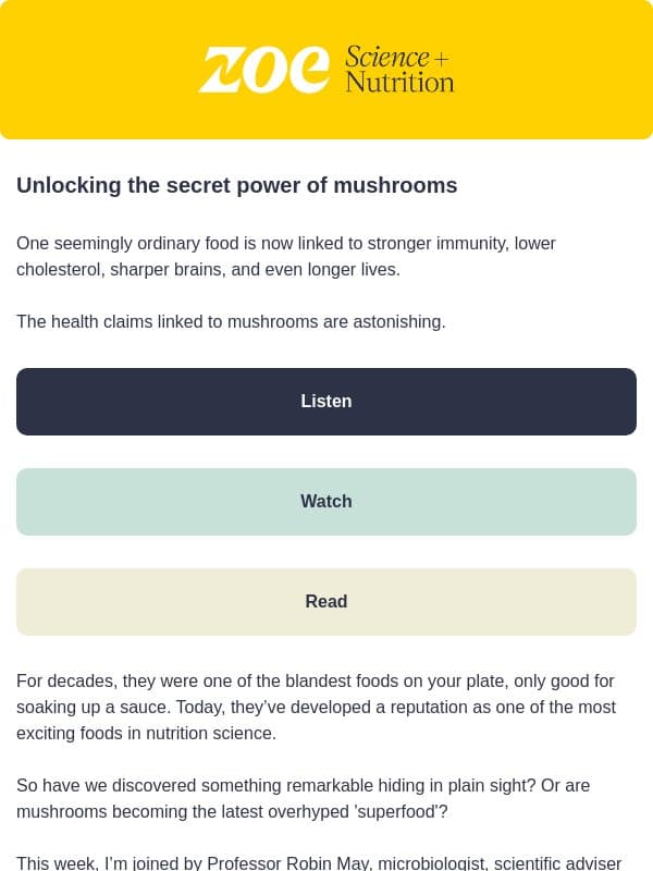 The new "vitamin" hiding in your mushrooms email from ZOE