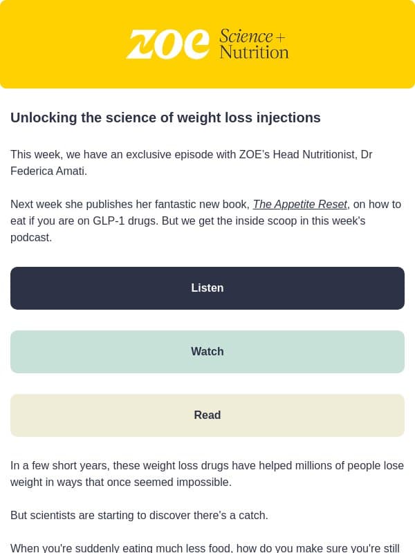 The 4 rules to protect your muscle, bones and brain health when using Ozempic and other weight loss injections email from ZOE