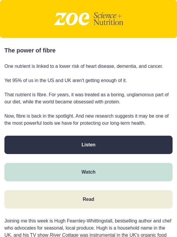 12 foods linked to a lower risk of disease email from ZOE
