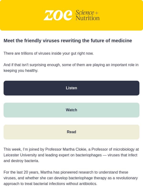 The most helpful thing in your gut is... a virus? email from ZOE