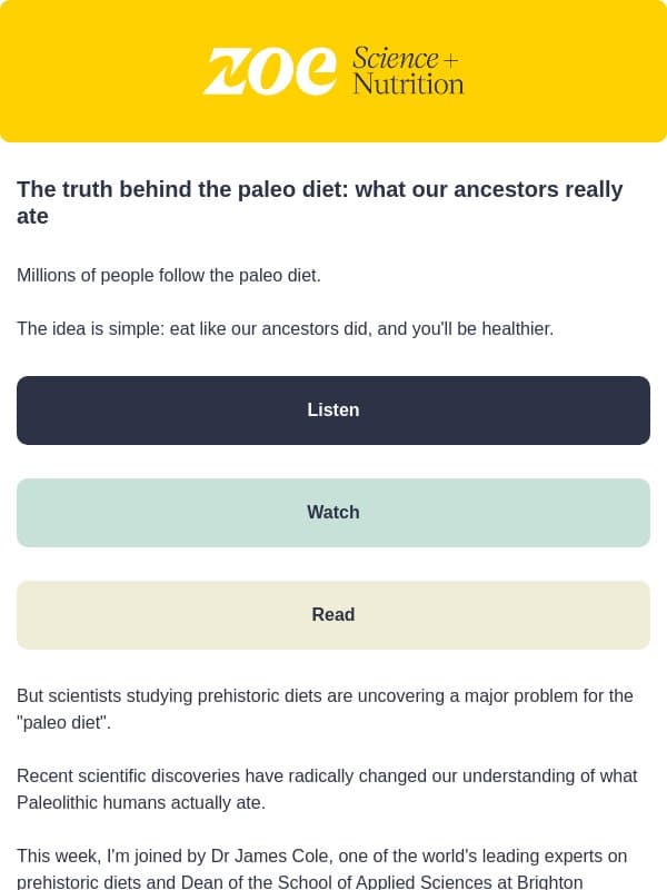 The 5 paleo diet myths that science has overturned email from ZOE