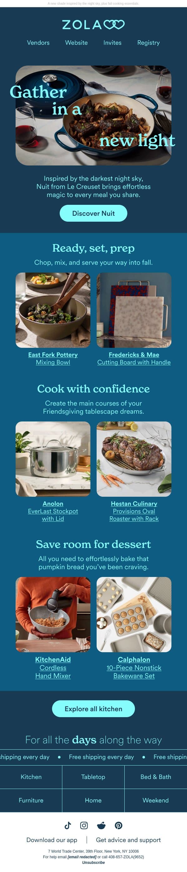 Meet Nuit from Le Creuset ✨ email from Zola screenshot