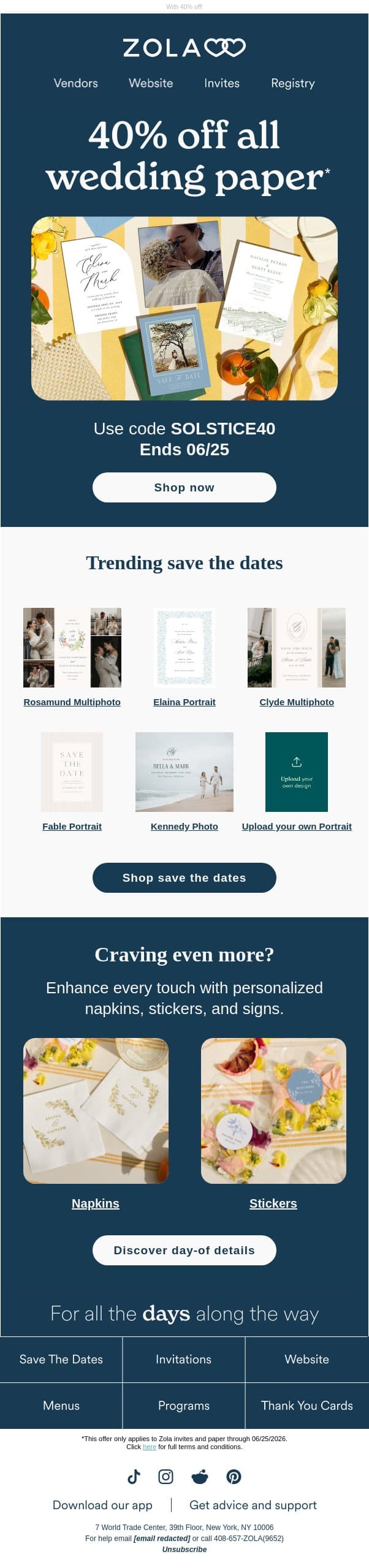 It’s time to set SALE ⛵ email from Zola screenshot