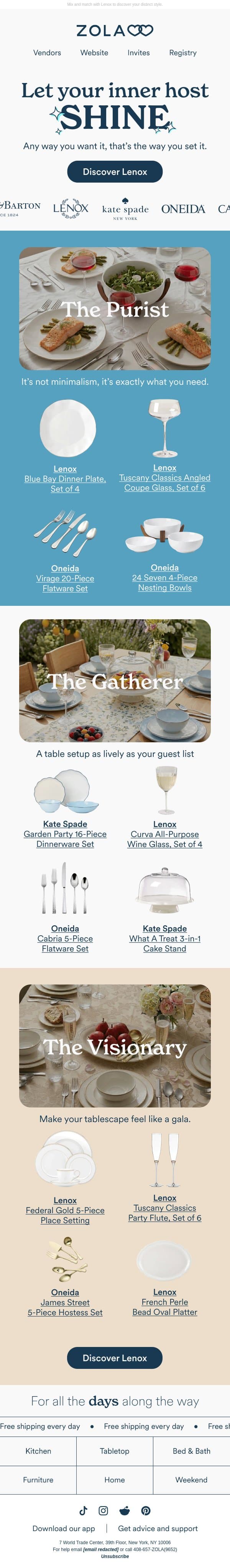 Turn your tablescape into a dreamscape ✨ email from Zola screenshot