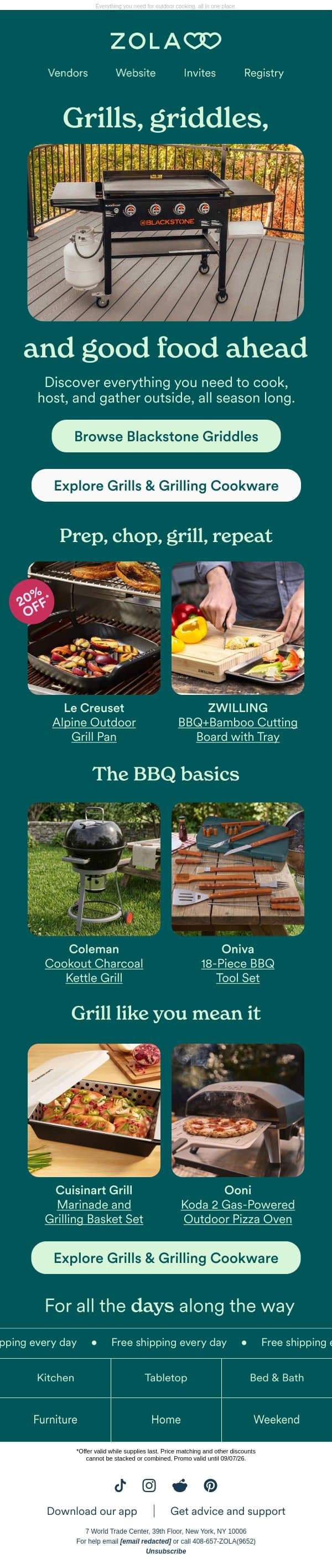 Your backyard BBQ starts here email from Zola screenshot