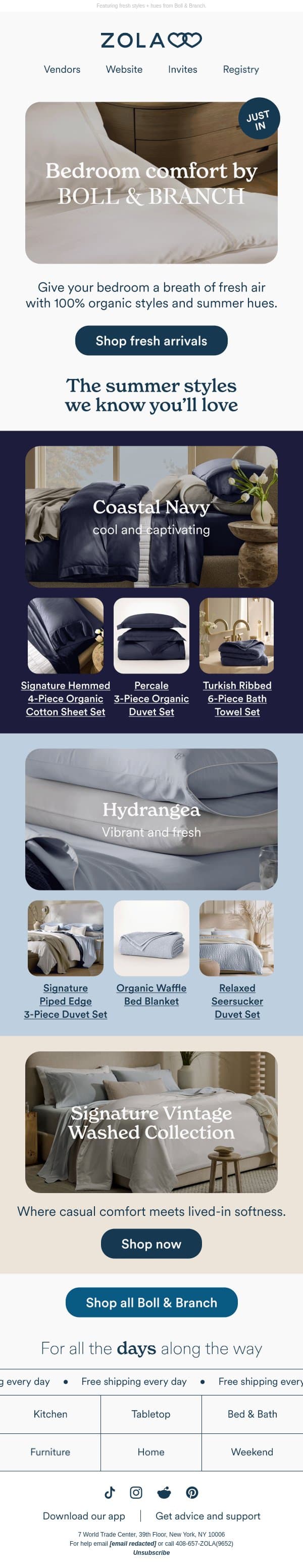 Hello, bedroom bliss 🛌 email from Zola screenshot