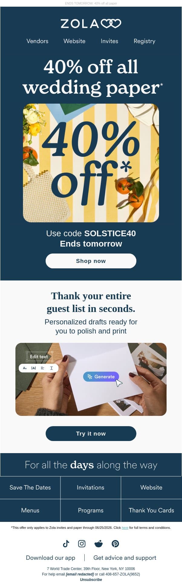 Long days, short sale. email from Zola screenshot