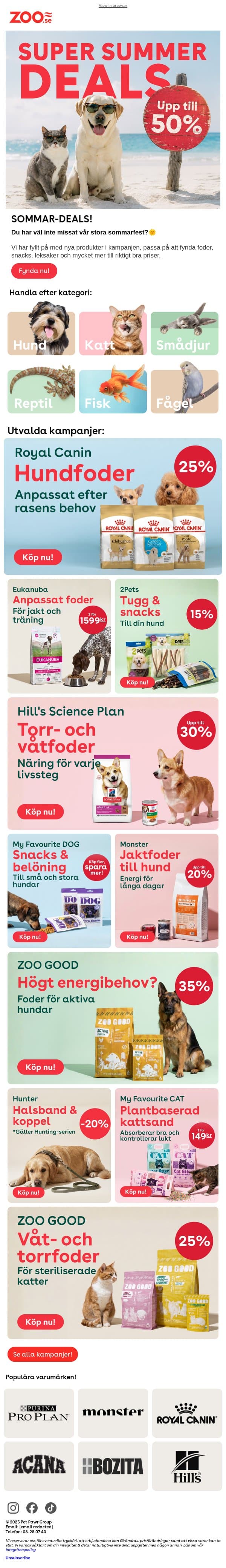 Upp till 50% | Sommarens bästa deals! email from Zoo.se screenshot