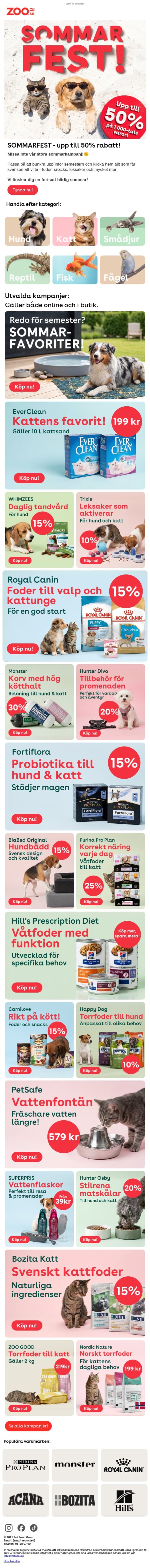 SOMMARFEST! ☀️🍹 Stora fynd till din lilla vän! email from Zoo.se screenshot