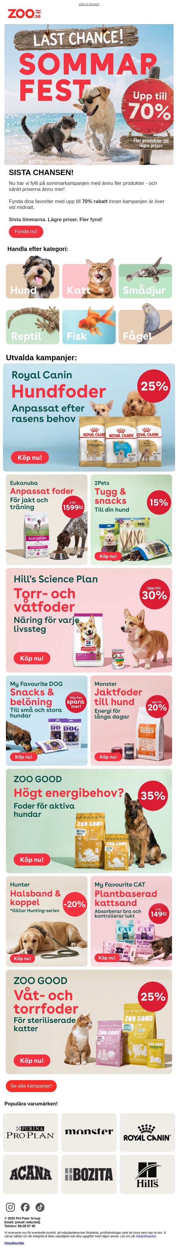Sista timmarna!🕝 Nu fler produkter - till lägre pris! email from Zoo.se screenshot